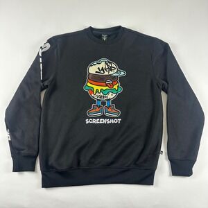 NWT Screenshot Burger‎ Graphic Sweatshirt Pullover Black Streetwear Men's Large